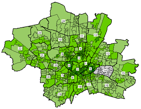 Stadtbezirks Grenzen